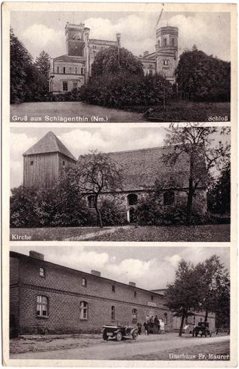Beschreibung: Schlagenthin Schloß, Kirche, Gasthaus Fr